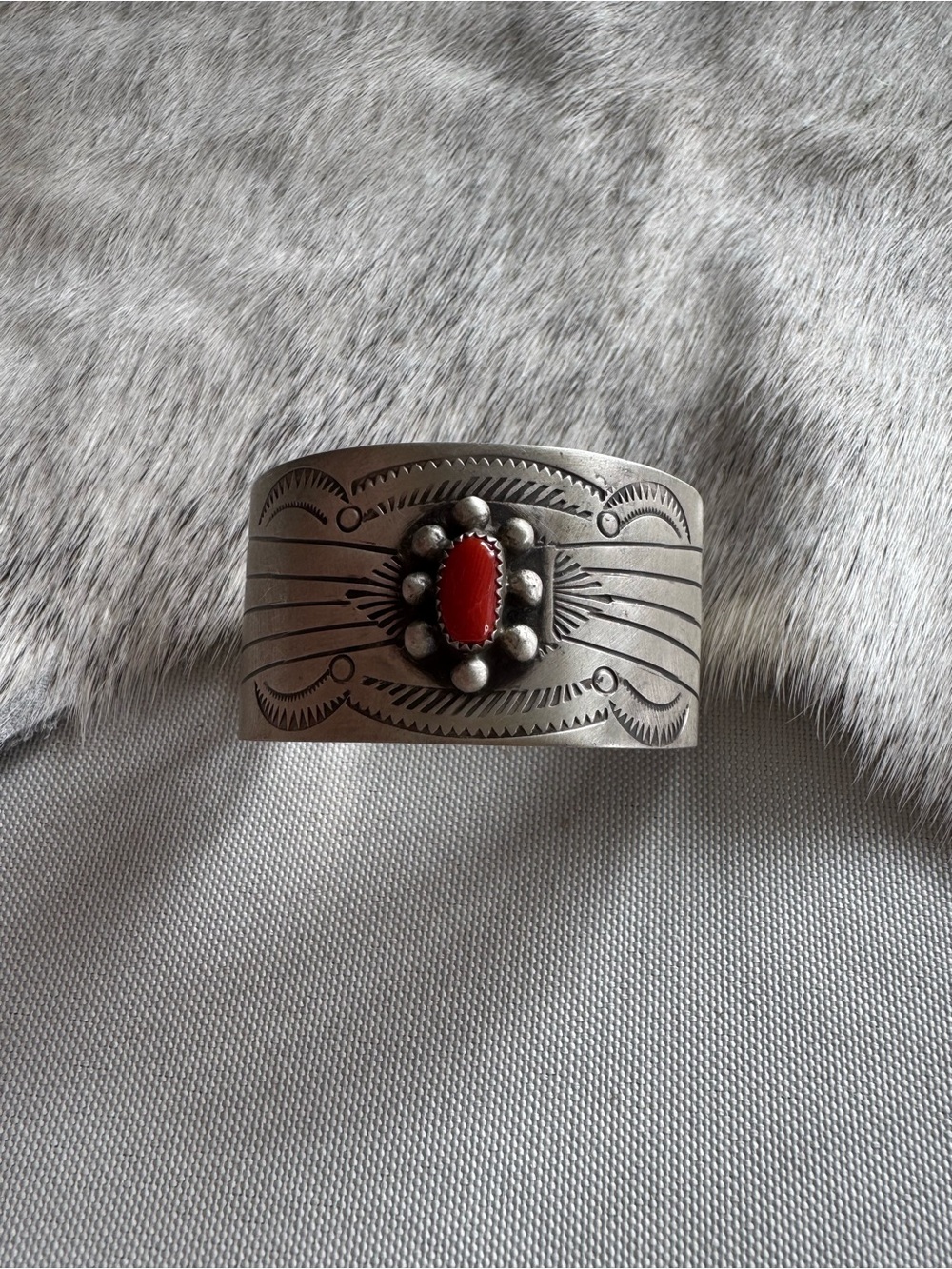 Native American Red Coral Hair Clip